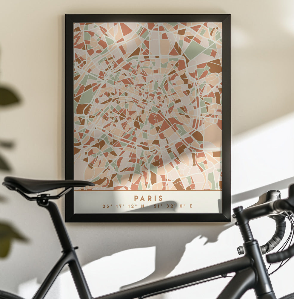 Black Maps Earth Tones 64 - Poster / Art Print - interiör