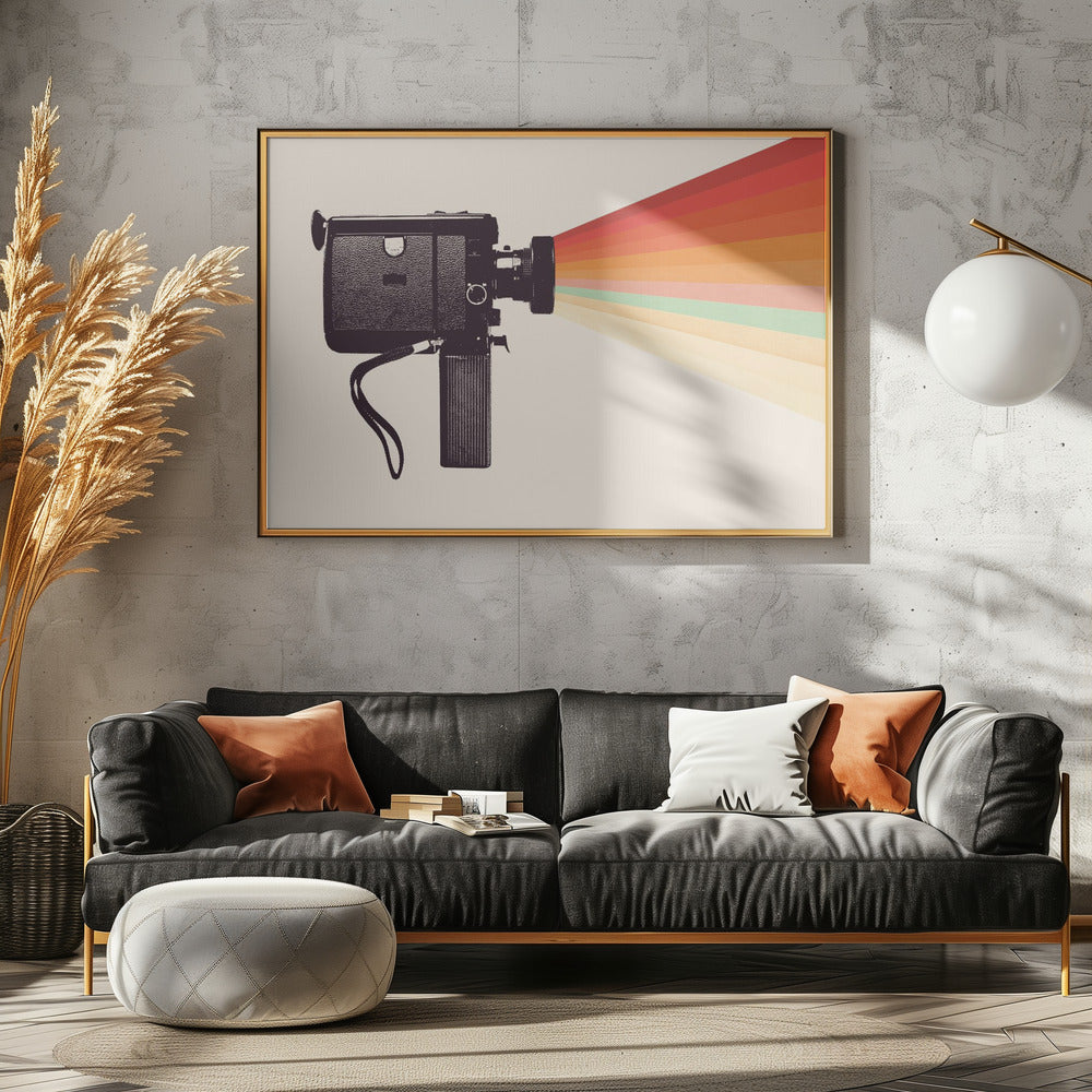Movie Camera Rainbow - Poster / Art Print - interiör