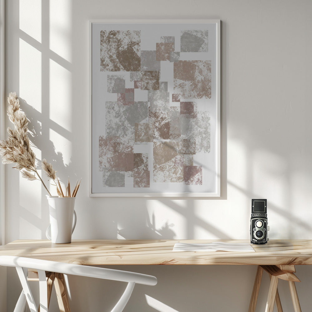 Abstract Brown Cubes - Poster / Art Print - interiör