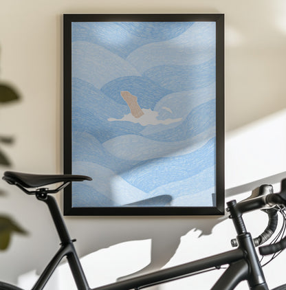 Swimming in the Summer Ocean - Poster / Art Print - interiör