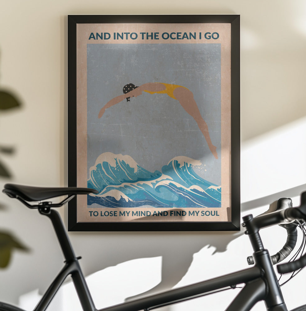 Into the Ocean (blue) Standard Wall Art - Poster / Art Print - interiör
