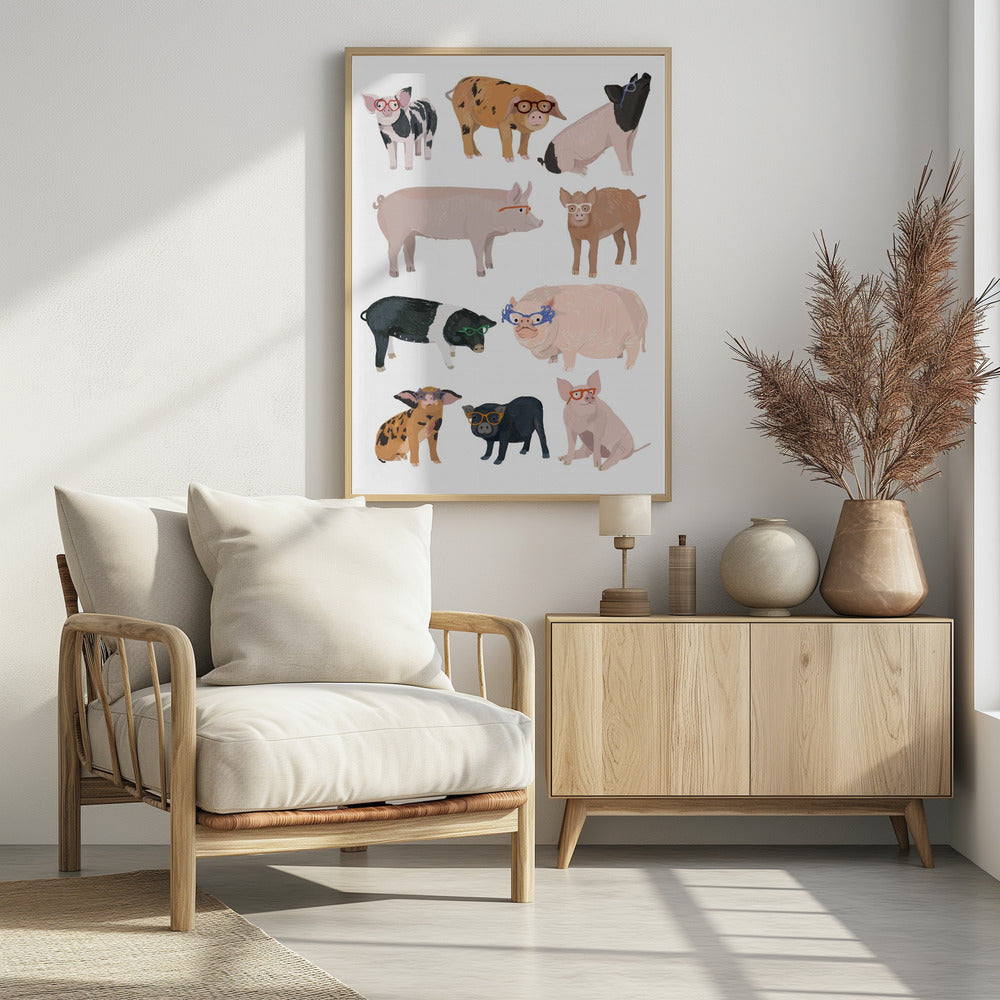 Pigs Glasses - Poster / Art Print - interiör