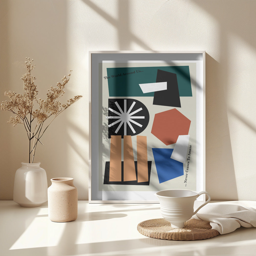 The World Around Us Greige - Poster / Art Print - interiör
