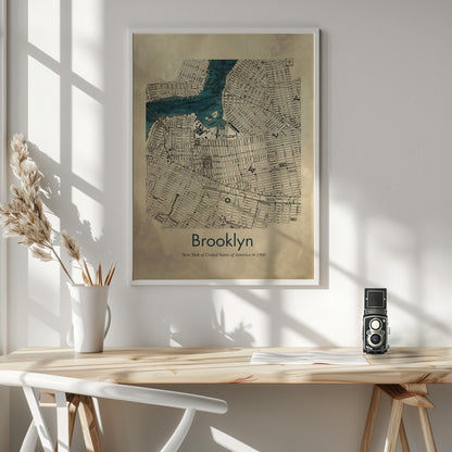 Brooklyn karta - Poster / Art Print - interiör