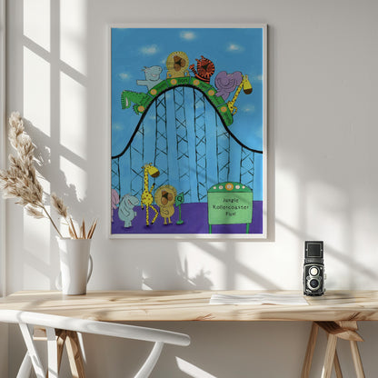 Jungle Animals Whizzing Down the Rollercoaster by Carla Daly - Poster / Art Print - interiör
