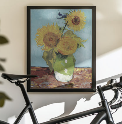 Vase With Three Sunflowers - Poster / Art Print - interiör