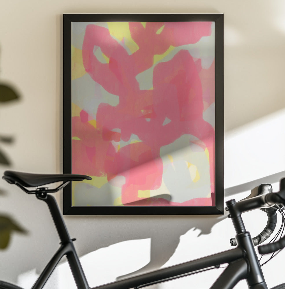 Pink, Grey, Yellow Abstract - Poster / Art Print - interiör