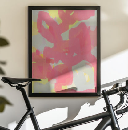 Pink, Grey, Yellow Abstract - Poster / Art Print - interiör