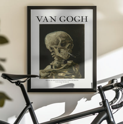 Head of a skeleton with a burning cigarette - Poster / Art Print - interiör