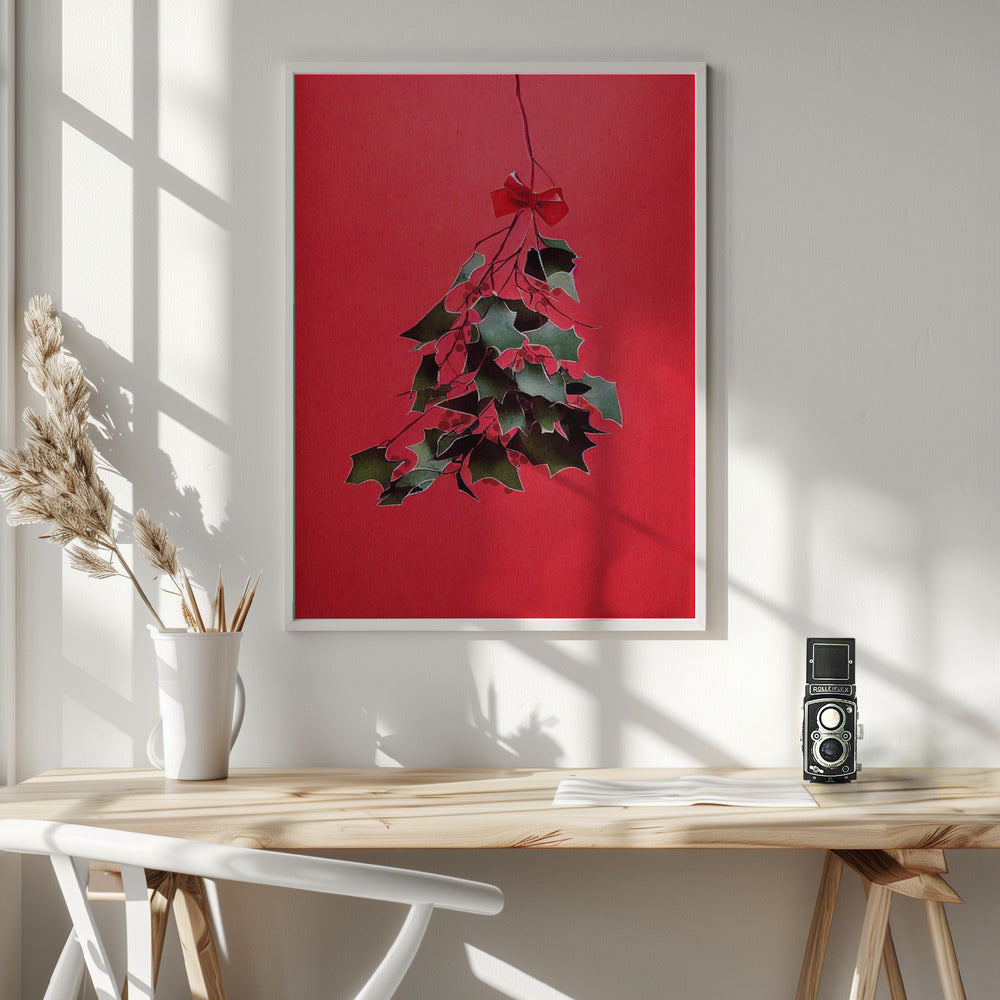 Mistletoe With Red Bow - Poster / Art Print - interiör