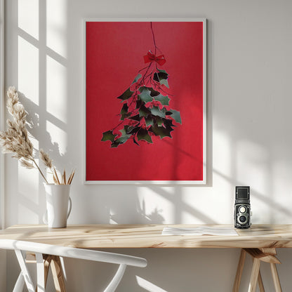 Mistletoe With Red Bow - Poster / Art Print - interiör