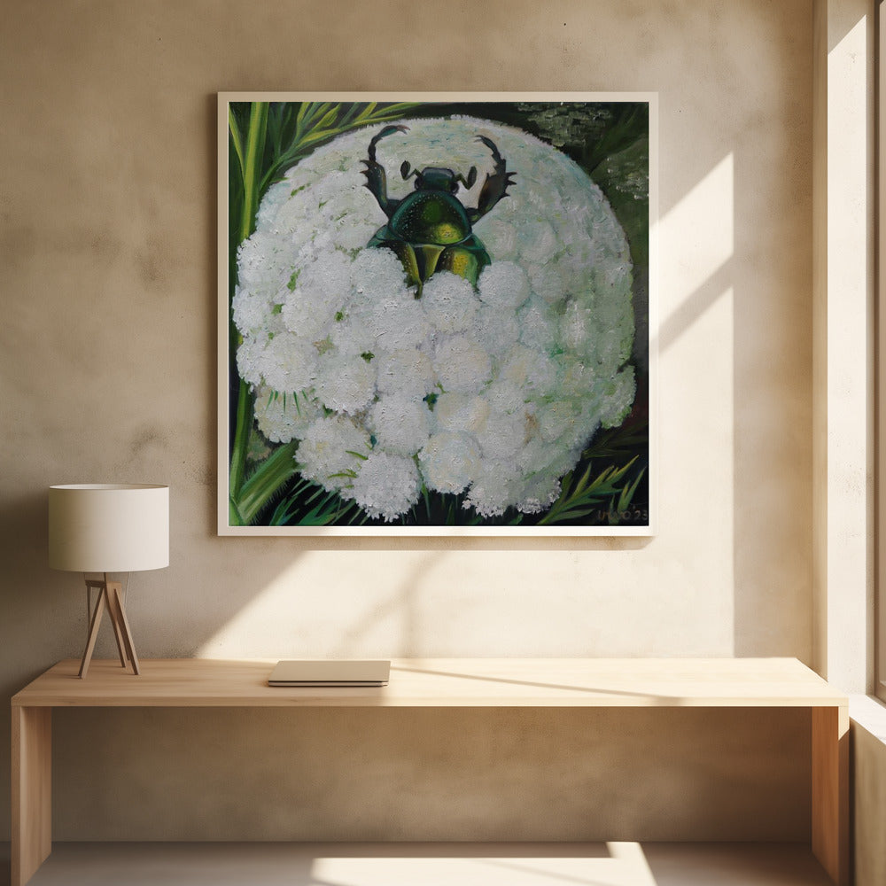 Rose Beetle and Wild Carrot - Poster / Art Print - interiör