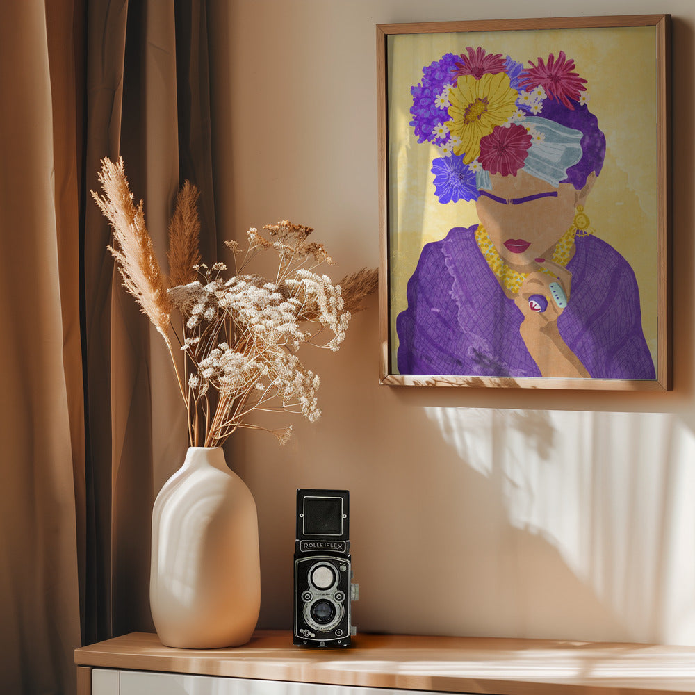 Frida and flowers - Poster / Art Print - interiör