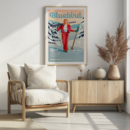 The Bluebird Daily Pinup Ski Art - Poster / Art Print - interiör