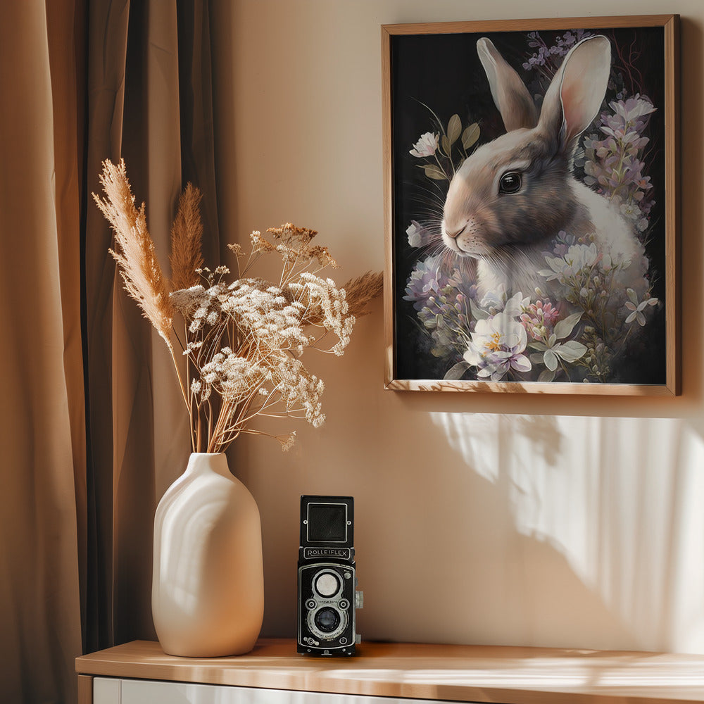 Rabbit and Flowers 3 - Poster / Art Print - interiör