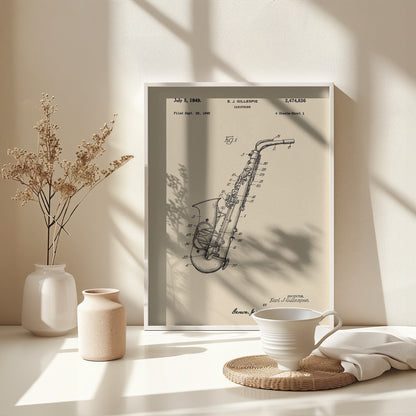 Saxophone Patent 1945 - Poster / Art Print - interiör