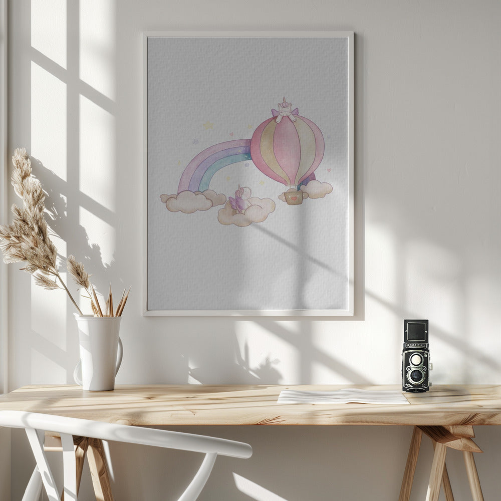 Kawai Cloudy Unicorn - Poster / Art Print - interiör