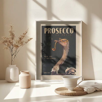 Art Deco Prosecco Wall Art Of An Ostrich - Poster / Art Print - interiör