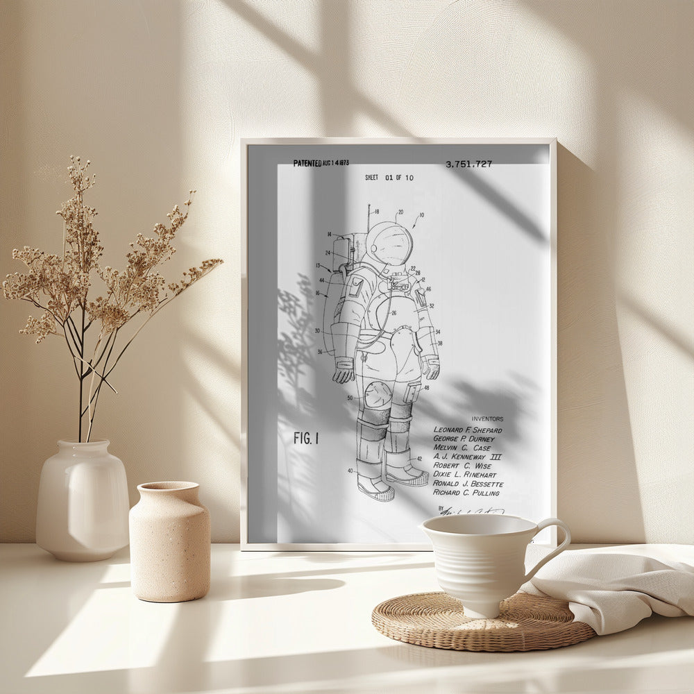 Space Suit Patent 1973 - Poster / Art Print - interiör