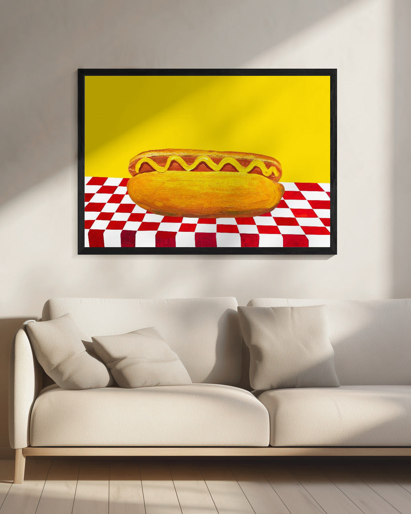 Hot Dog With Mustard Red Check Yellow - Poster / Art Print - interiör