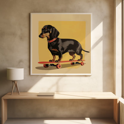 Dachshund Skater - Poster / Art Print - interiör
