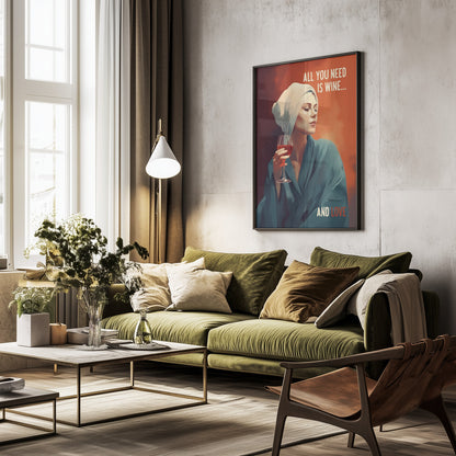 All You Need Is Wine - Poster / Art Print - interiör