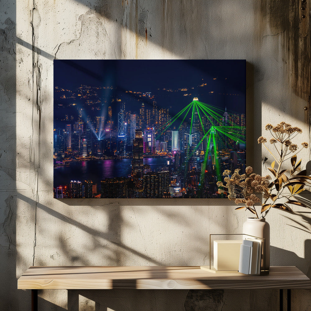 Victoria Harbour Light Show - Poster / Art Print - interiör