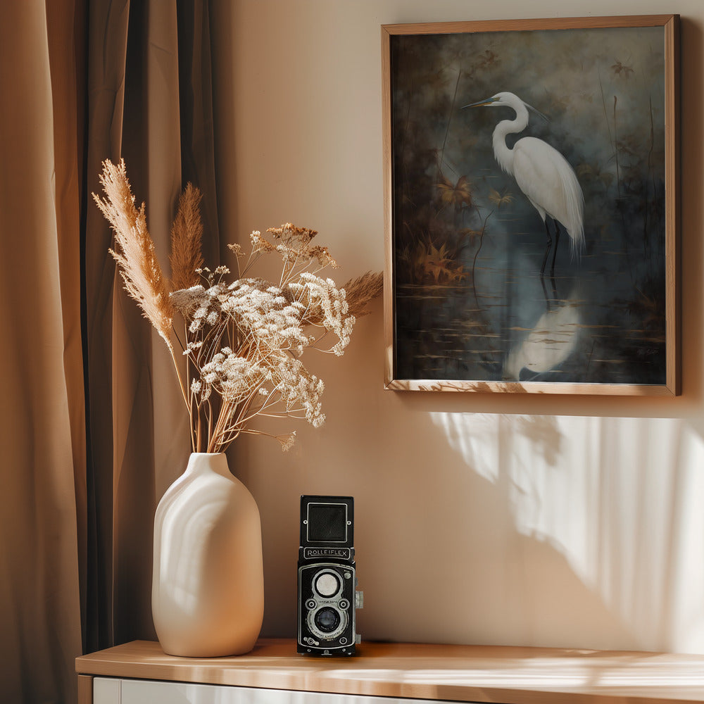 White Egret - Poster / Art Print - interiör