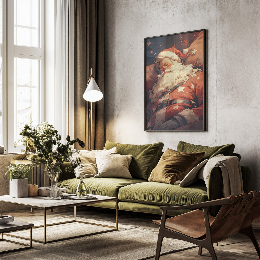 Sleeping Santa - Poster / Art Print - interiör