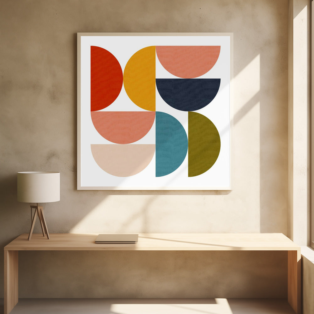 Mid Century Geometric Color Play 4 - Poster / Art Print - interiör
