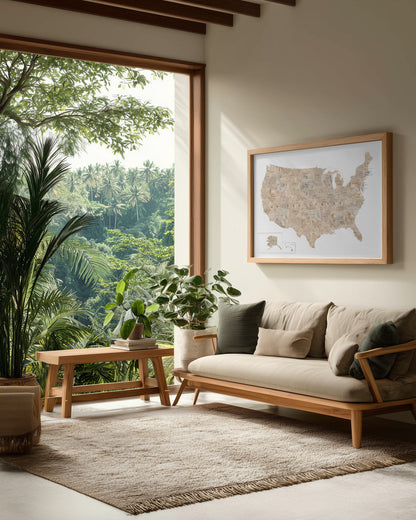 Taupe USA karta vattenfärg - Poster / Art Print - interiör
