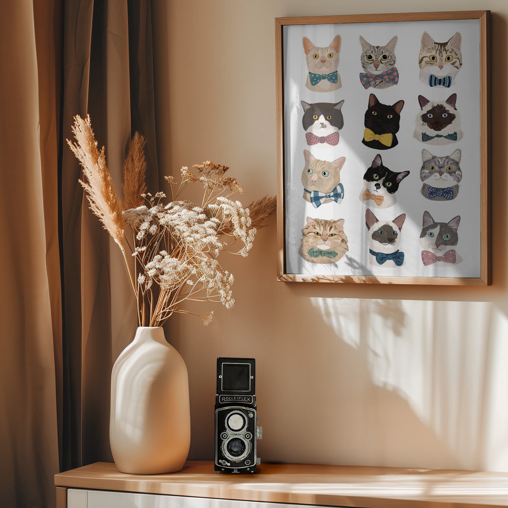 Cats In Bow Tie - Poster / Art Print - interiör