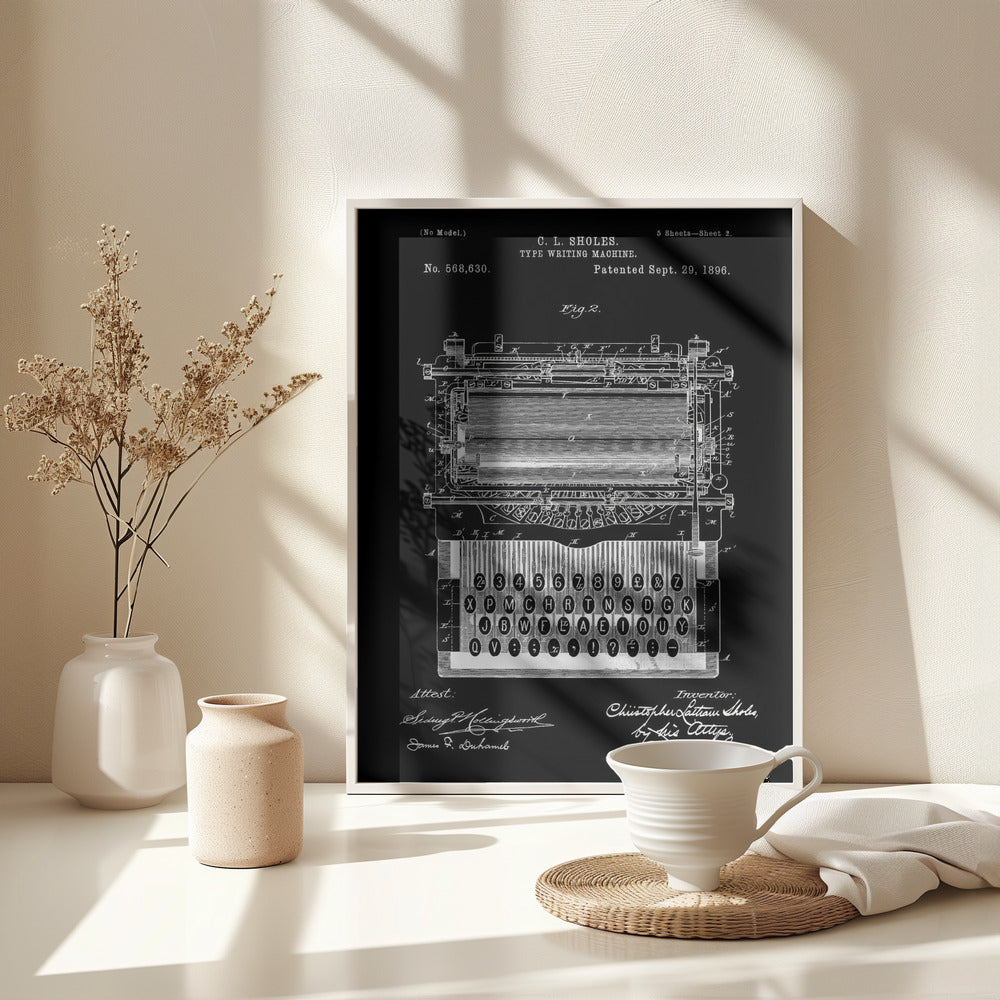 Typewriter Patent 1896 - Poster / Art Print - interiör