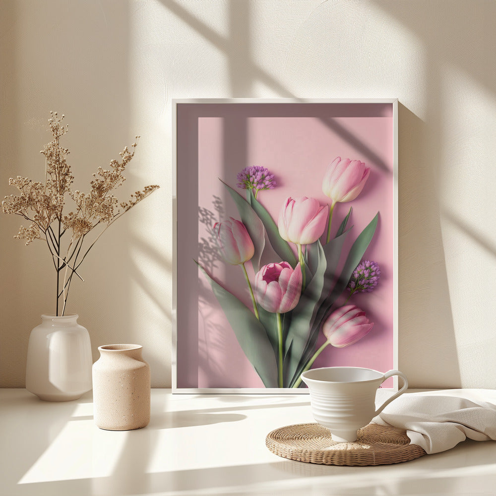 Pink Tulips - Poster / Art Print - interiör