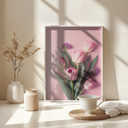 Pink Tulips - Poster / Art Print - interiör