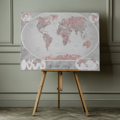 Klassisk världskarta i vattenfärg - Poster / Art Print - interiör