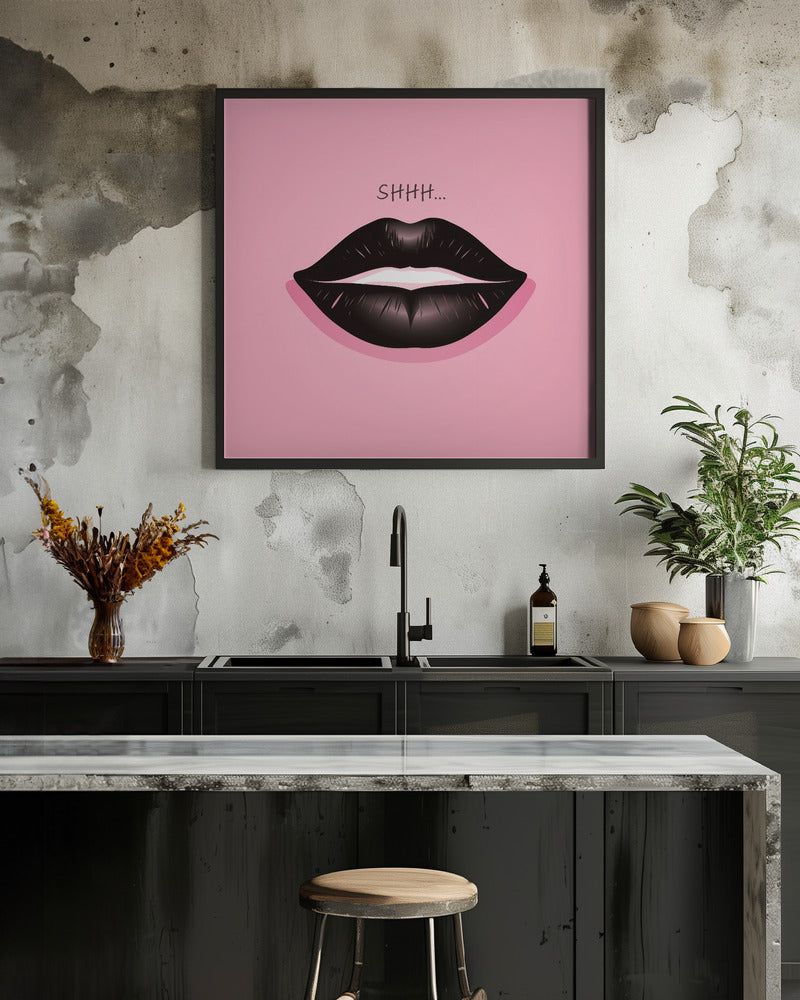 Lips In Black and Pink - Poster / Art Print - interiör