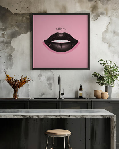 Lips In Black and Pink - Poster / Art Print - interiör