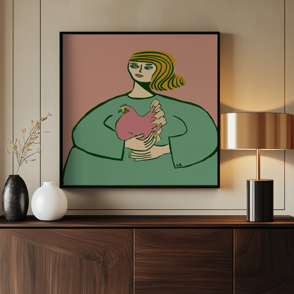 Chicken lady - Poster / Art Print - interiör
