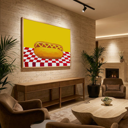 Hot Dog With Mustard Red Check Yellow - Poster / Art Print - interiör