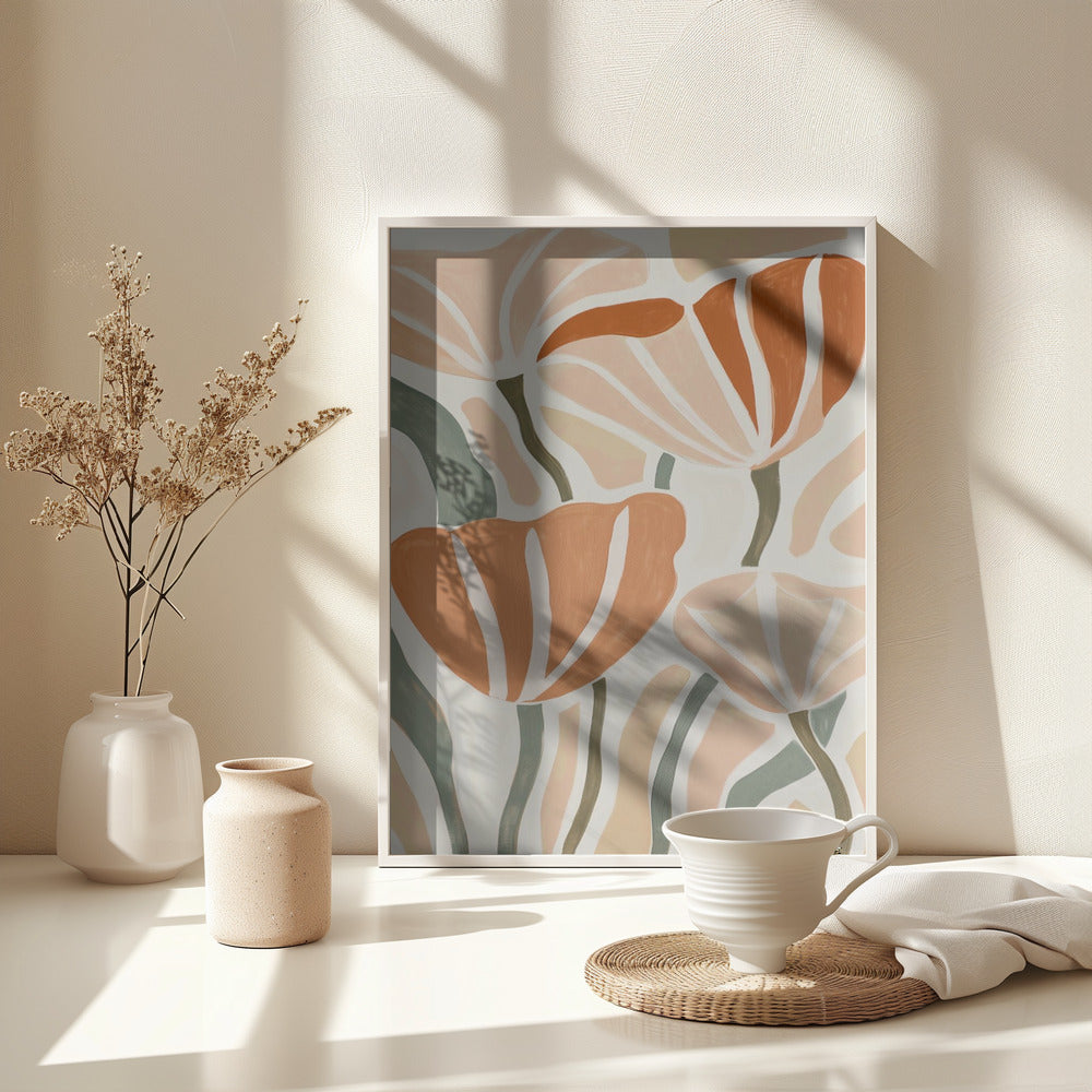 Abstract Geometric Flowers - Poster / Art Print - interiör