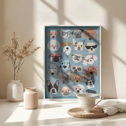Puzzle Dogs In Glasses - Poster / Art Print - interiör