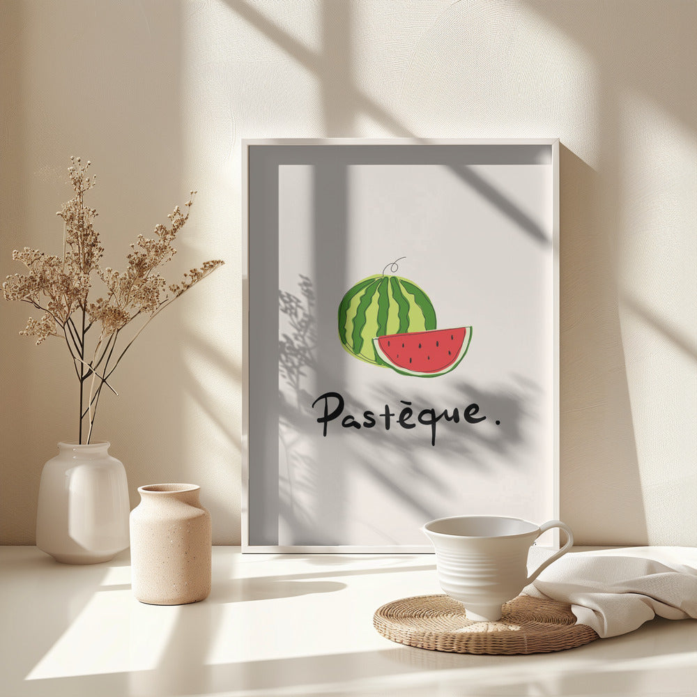 Modern French Fruits Collection "Watermelon / Pastèque" - Poster / Art Print - interiör