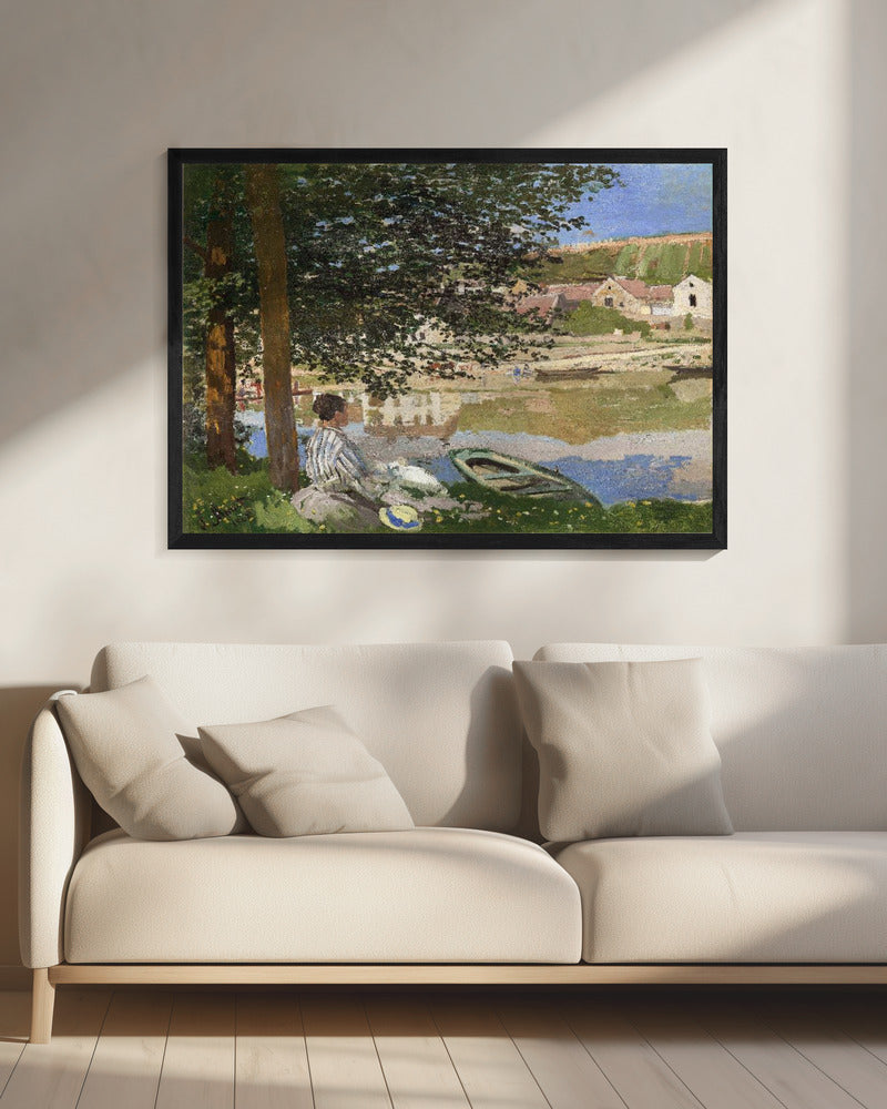 On the Bank of the Seine, Bennecourt (1868) By Claude Monet - Poster / Art Print - interiör