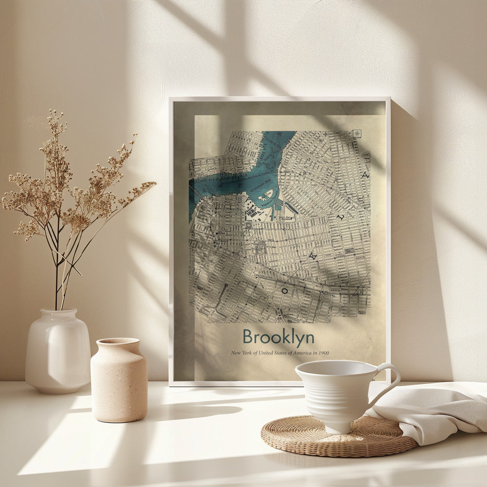 Brooklyn karta - Poster / Art Print - interiör