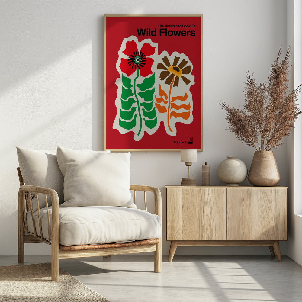 The Illustrated Book Of Wild Flowers Vol.2 Red - Poster / Art Print - interiör