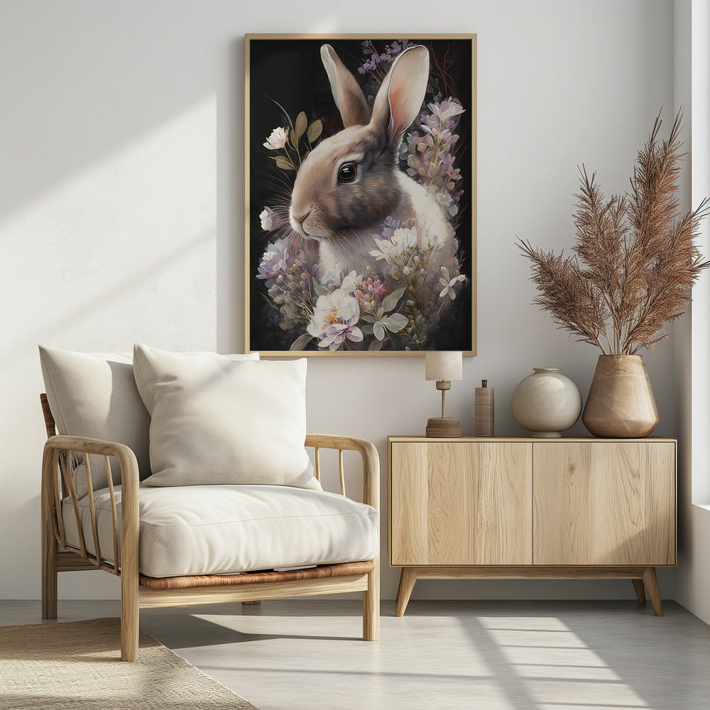 Rabbit and Flowers 3 - Poster / Art Print - interiör