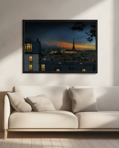 Roofs of Paris at blue hour - Poster / Art Print - interiör