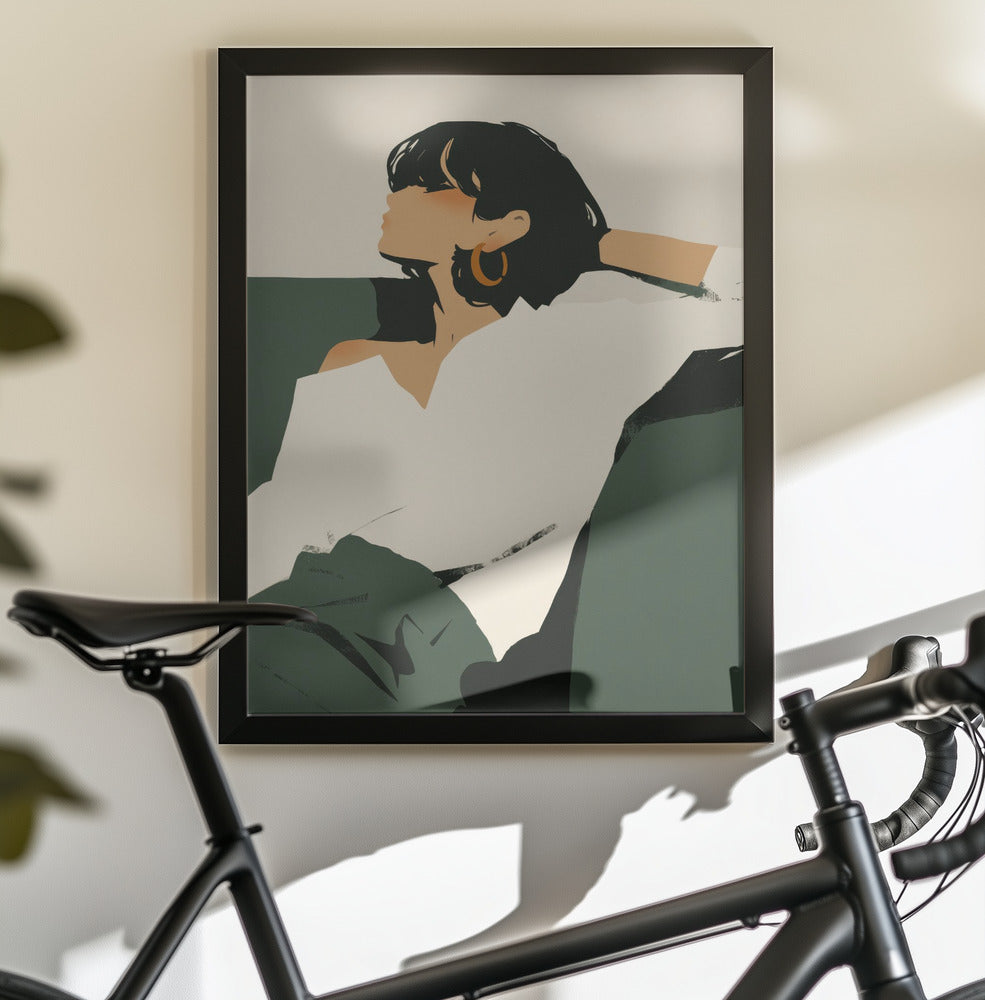 Relaxing woman - Poster / Art Print - interiör