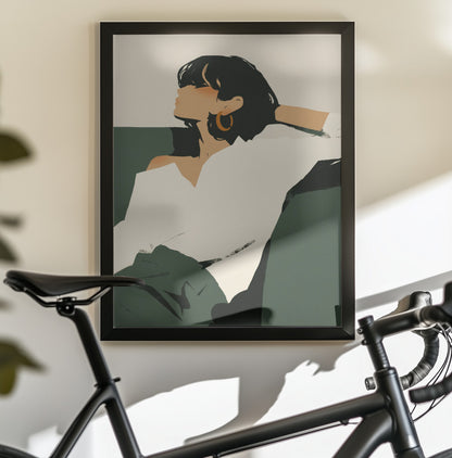 Relaxing woman - Poster / Art Print - interiör